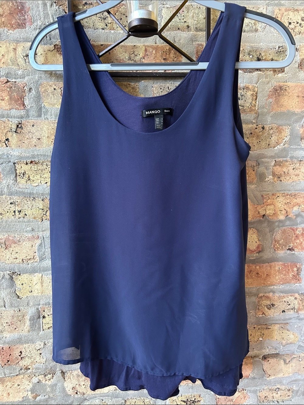 Mango Navy Layered Sleeveless Camisole